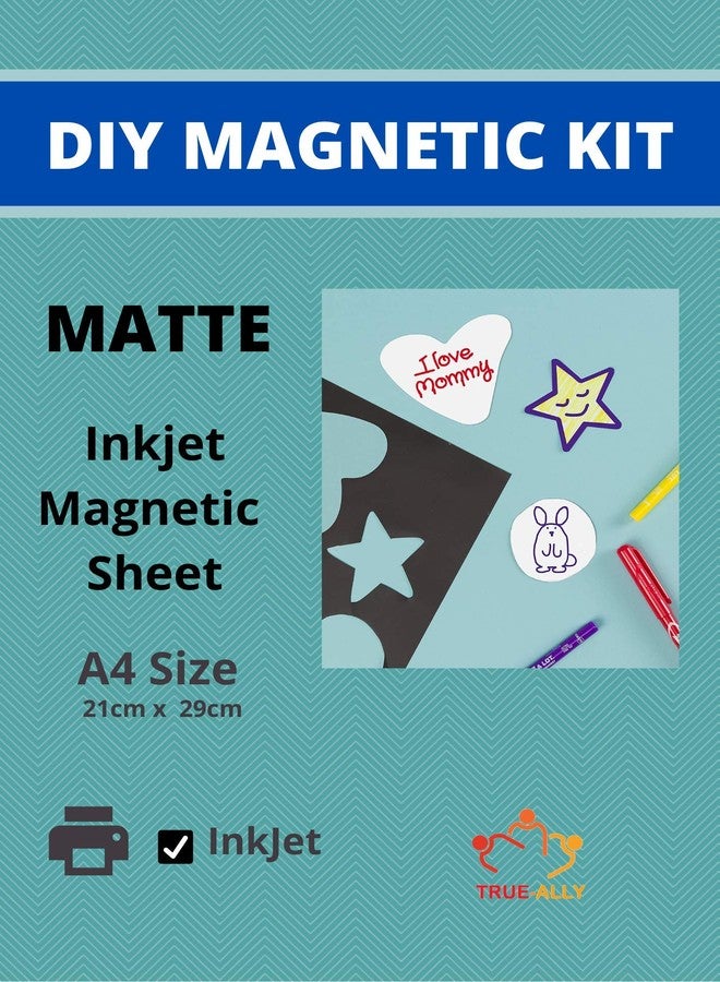True-Ally مجموعة ملصقات الصور المغناطيسية القابلة للطباعة بتقنية نفث الحبر من True-Ally بحجم A4 تتضمن ورقتين مغناطيسيتين + 10 أوراق فينيل غير لامعة قابلة للطباعة بتقنية نفث الحبر لصنع ملصقات صور مغناطيسية مخصصة للثلاجة بنفسك - Image 1