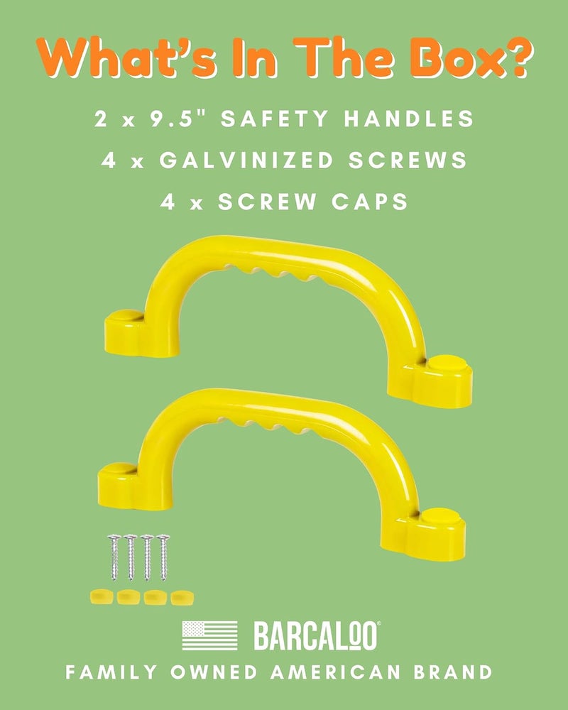 Barcaloo Playground Safety Handles - Outdoor Yellow Grab Handle Bars, Plastic Tree House or Playhouse Accessories, Backyard Playset Equipment Replacement Safety Parts for Monkey Bars, Jungle Gym, and More - Image 5