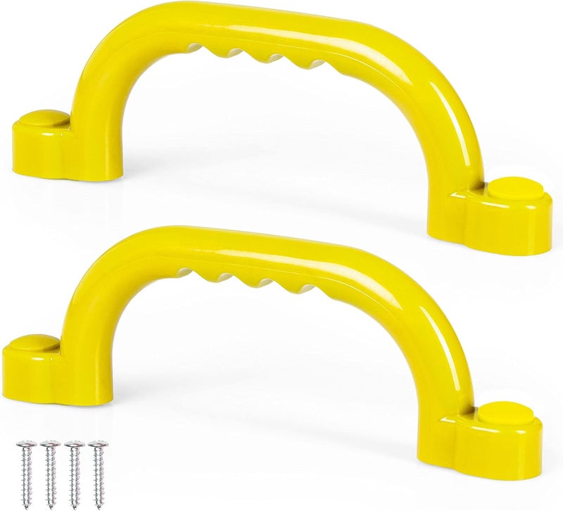 Barcaloo Playground Safety Handles - Outdoor Yellow Grab Handle Bars, Plastic Tree House or Playhouse Accessories, Backyard Playset Equipment Replacement Safety Parts for Monkey Bars, Jungle Gym, and More - Image 1