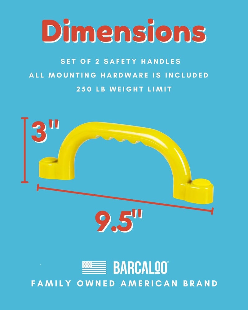 Barcaloo Playground Safety Handles - Outdoor Yellow Grab Handle Bars, Plastic Tree House or Playhouse Accessories, Backyard Playset Equipment Replacement Safety Parts for Monkey Bars, Jungle Gym, and More - Image 2