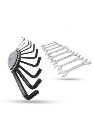 Hillgrove HGCM575M1 10 Pieces Full Hex Allen Key Kit with 10Pcs Double Open End Wrench Spanner Goti Wrench L Shape Repair Tool Set for BikeBicycleCycleGuitar Allen Key Set - pzsku/Z1705EC49AE3A6BA81C2EZ/45/1746634880/2b5628e3-3394-4e23-ac54-efdbd990dc3e