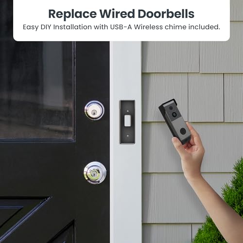 Feit Electric Smart Wireless Doorbell w/Dual-Lens 1080p HD Camera, 24/7 Local Recording, Night Vision, Voice Assistant, AI Detection for People & Packages, Includes Wireless Chime, CAM2/DOOR/WIFI/BAT - Image 2