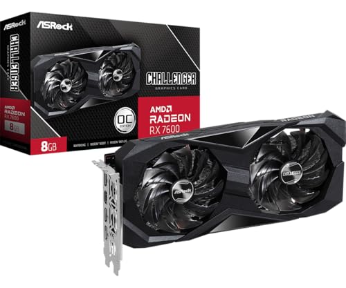 ASRock Radeon RX 7600 Challenger 8GB OC Graphics Card, AMD RDNA 3 Architecture, 8GB GDDR6, PCIe 4.0, Dual Fans, 0dB Silent Cooling, HDMI 2.1, DisplayPort 1.4 - Image 1