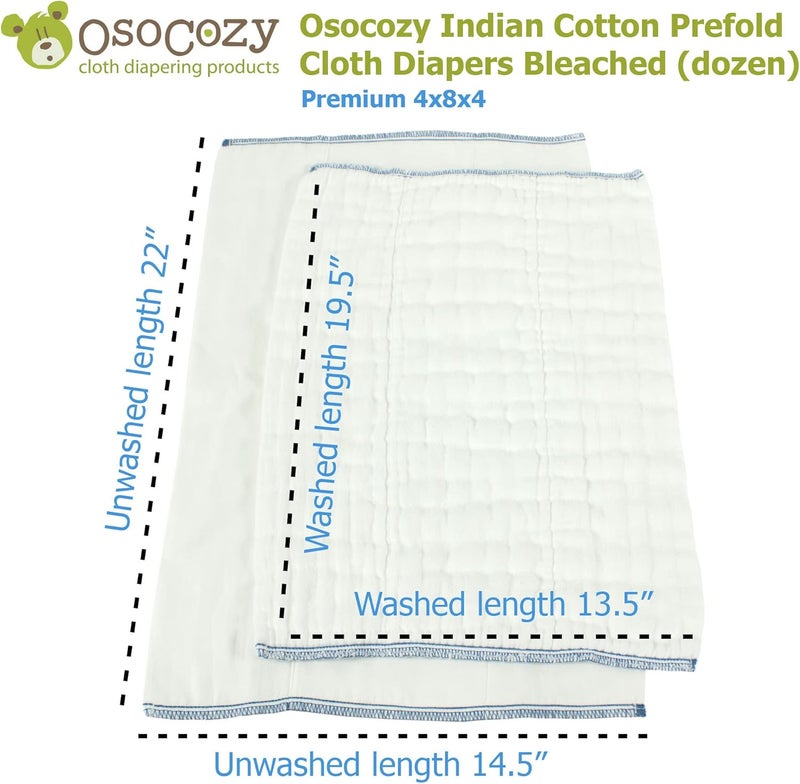 OsoCozy Prefold Cloth Diapers (1 Doz) - Soft, Absorbent, Durable - 100% Cotton - Image 3