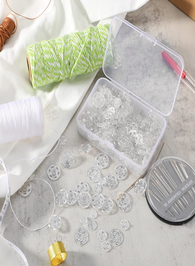 Dilunave Plastic Snaps for Sewing, 150 Sets 3 Sizes Fasteners Buttons Invisible Sewing Snap Buttons Round Clear Press Transparent with Storage Box for DIY Craft(7.5mm 10mm 15mm) - Image 4