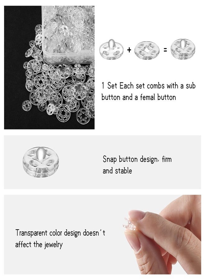 Dilunave Plastic Snaps for Sewing, 150 Sets 3 Sizes Fasteners Buttons Invisible Sewing Snap Buttons Round Clear Press Transparent with Storage Box for DIY Craft(7.5mm 10mm 15mm) - Image 3