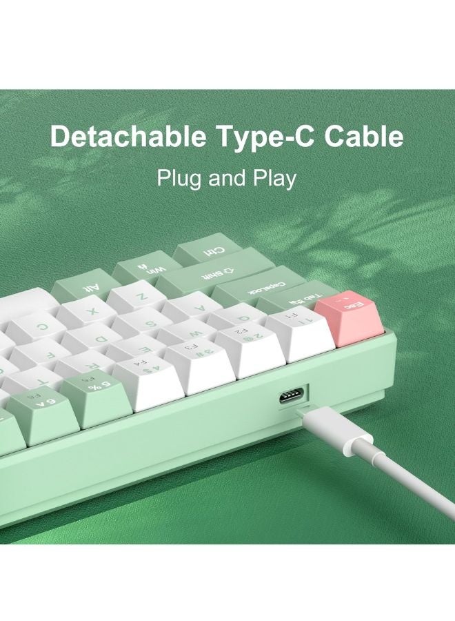 MageGee Mechanical Keyboard, 60 % Gaming Keyboard with Orange Switches and Sea Blue Backlit Small Compact 60 Percent Keyboard Mechanical, Portable  GREEN WHITE - Image 4