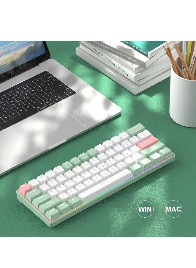 MageGee Mechanical Keyboard, 60 % Gaming Keyboard with Orange Switches and Sea Blue Backlit Small Compact 60 Percent Keyboard Mechanical, Portable  GREEN WHITE - Image 2