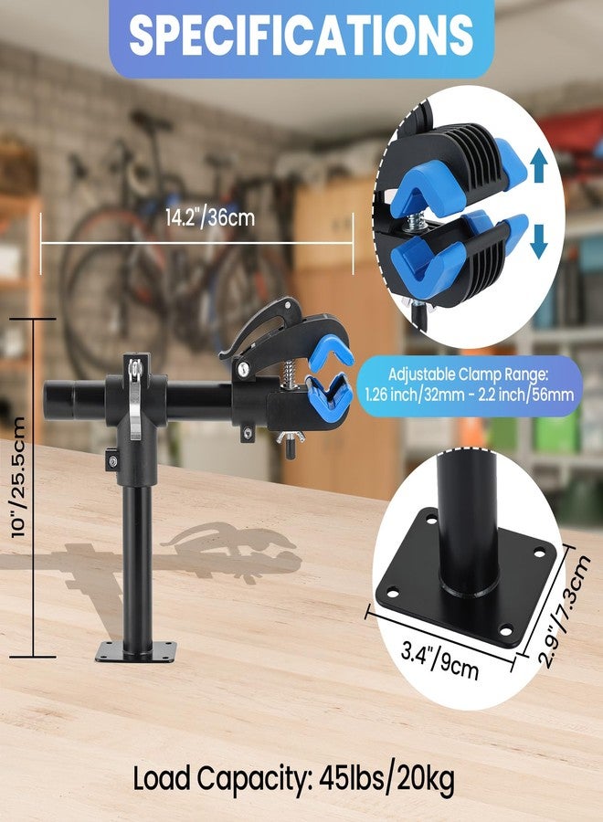 AMGSH Bike Repair Stand Wall Mount, Adjustable Bike Work Stand for Road & Mountain Bikes, Space-Saving Bicycle Repair Stand with Clamp, Wall Workbench Bike Mount for Bicycle Maintenance at Home, Sturdy Bike Stand for DIY Repair, Includes 4 Metal Expansion Screws - Image 2