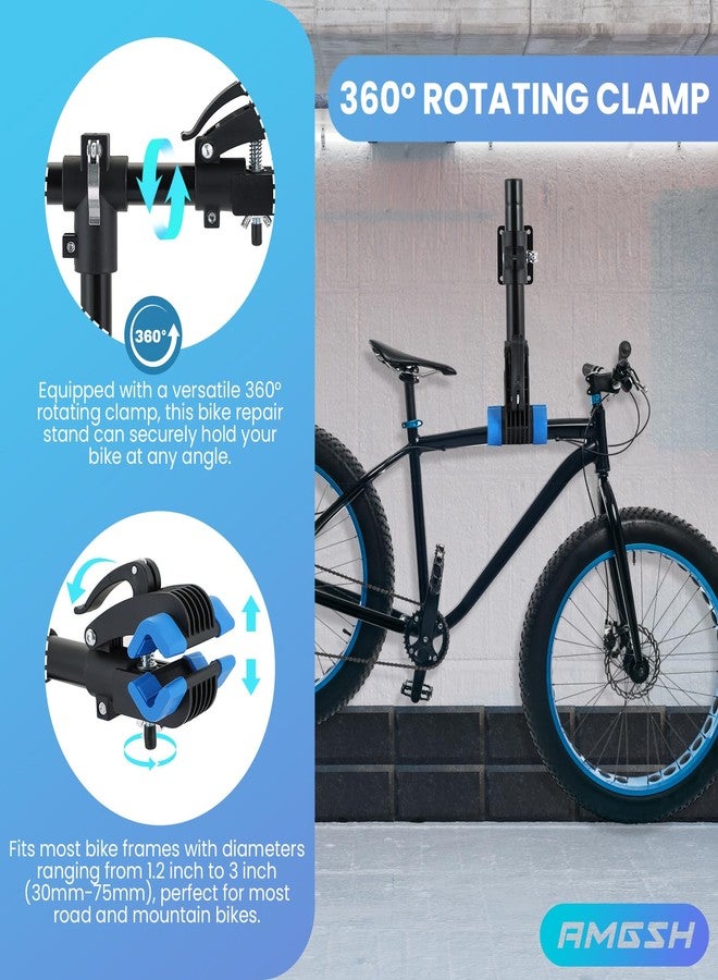 AMGSH Bike Repair Stand Wall Mount, Adjustable Bike Work Stand for Road & Mountain Bikes, Space-Saving Bicycle Repair Stand with Clamp, Wall Workbench Bike Mount for Bicycle Maintenance at Home, Sturdy Bike Stand for DIY Repair, Includes 4 Metal Expansion Screws - Image 4