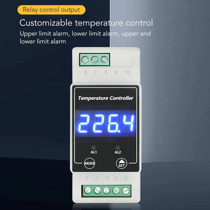منظم درجة الحرارة الرقمي مفتاح التحكم الذكي مع حاضنة الزواحف وصوبة زراعية AC240V مادة ABS مقاومة للحريق تركيب على سكة DIN - Image 3