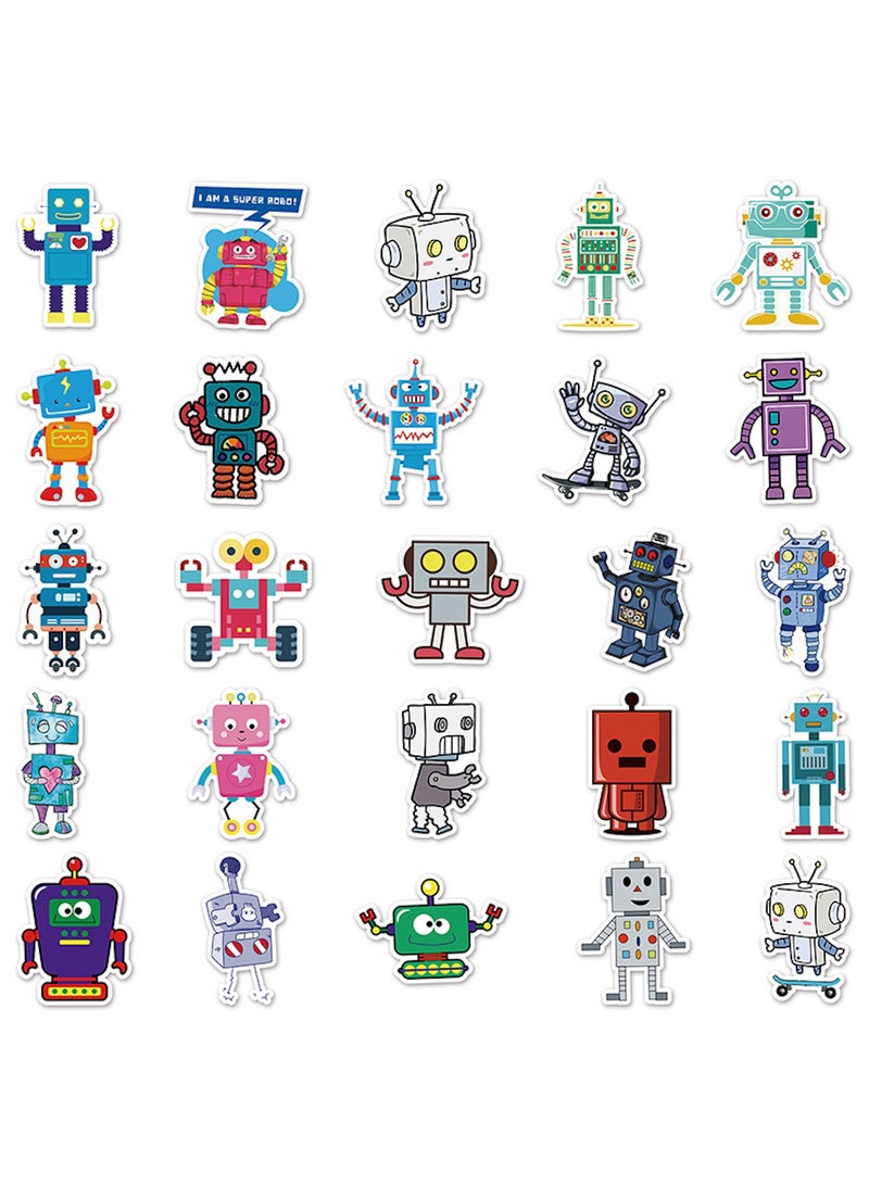 50Pcs Cute Robot Stickers Science Theme Vinyl Waterproof Decals for Computer Skateboard Laptop Water Bottle Luggage Notebook for  Teens Adult - Image 2