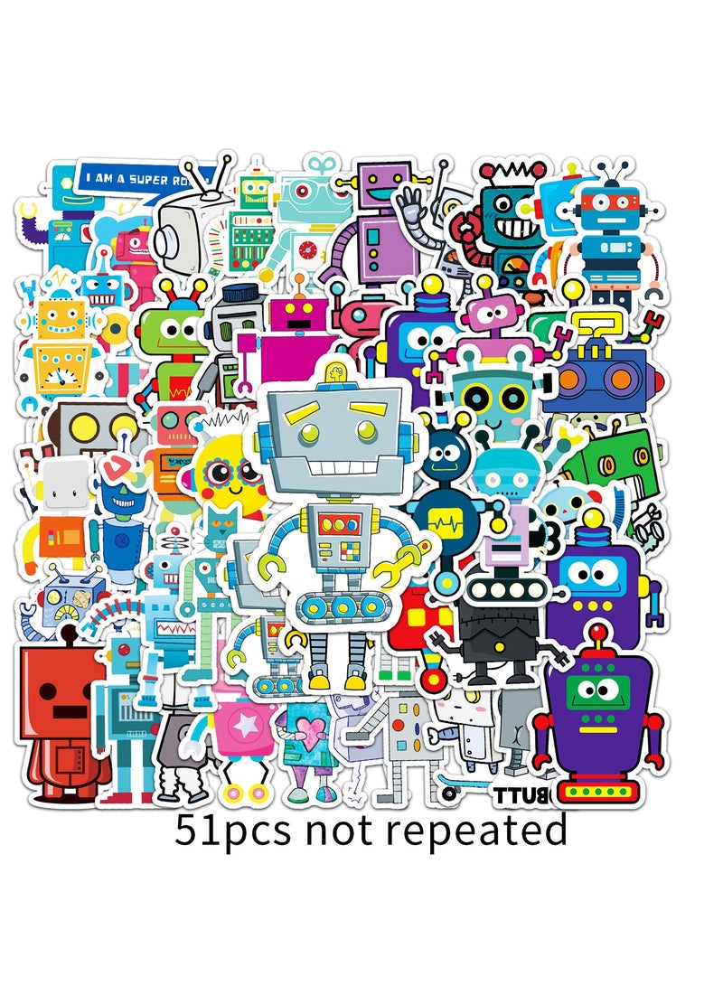 50Pcs Cute Robot Stickers Science Theme Vinyl Waterproof Decals for Computer Skateboard Laptop Water Bottle Luggage Notebook for  Teens Adult - Image 5