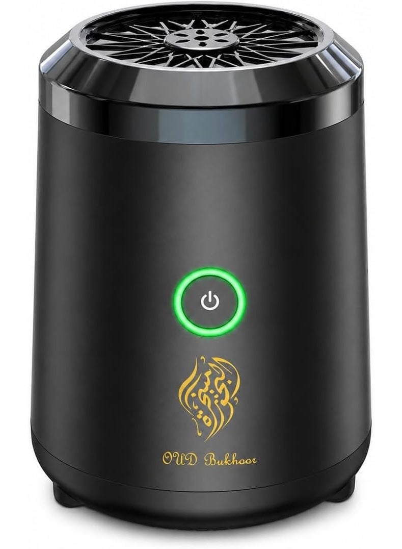 موقد بخور كهربائي محمول BK-18 من جينيريك، قابل لإعادة الشحن بمنفذ USB-C، مبخر عود بدون دخان للسيارة والمنزل، أسود - Image 1