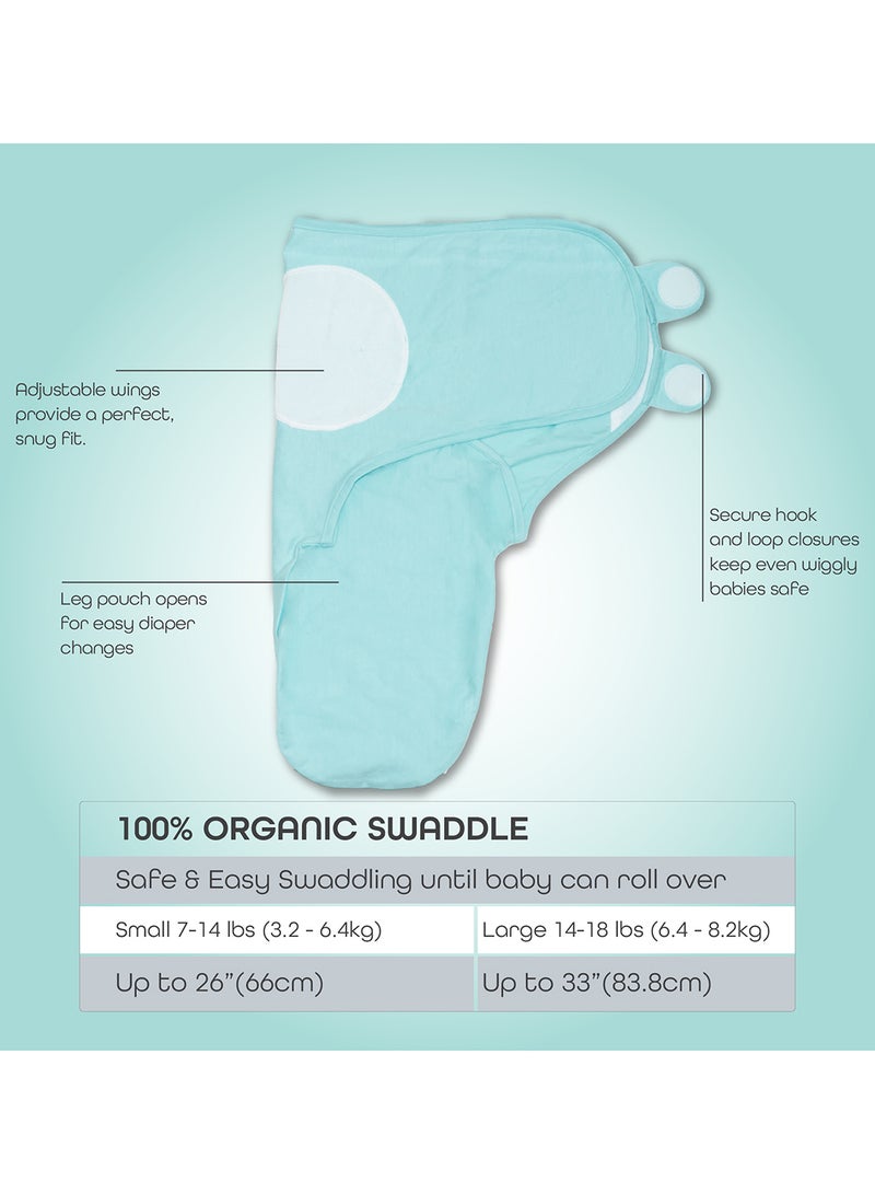 Moon Organic Cotton Baby Swaddler -Blue - Image 2