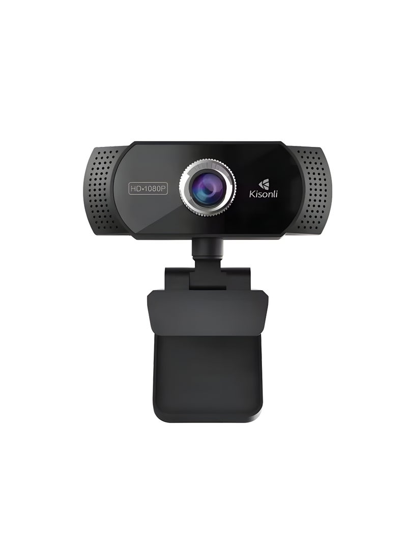 Kisonli Kisonli PC-2 1080P Webcam with Built-in Microphone and USB 90-Degree Viewing Angle - Black  - Image 2