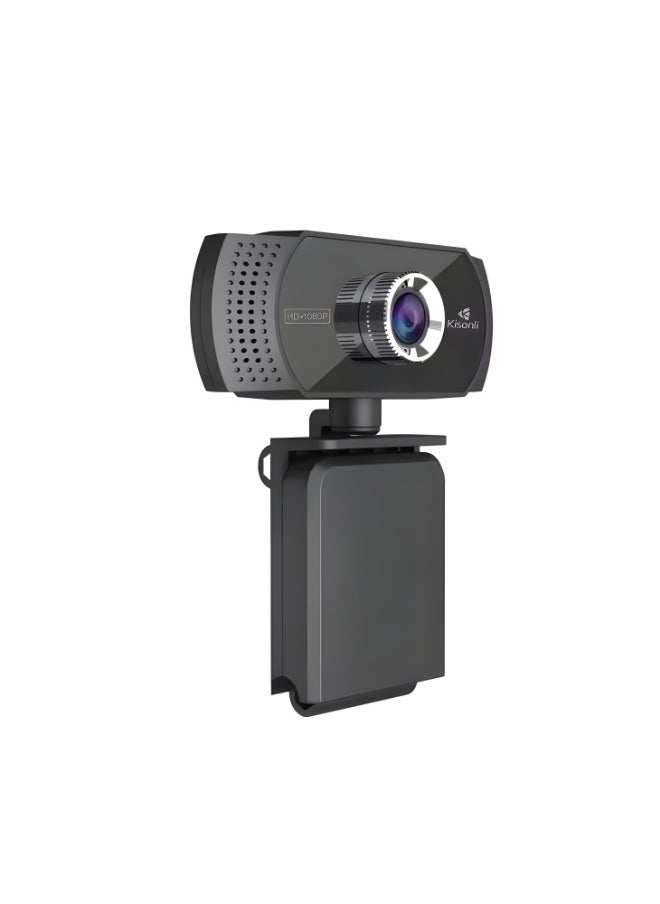 Kisonli Kisonli PC-2 1080P Webcam with Built-in Microphone and USB 90-Degree Viewing Angle - Black  - Image 3