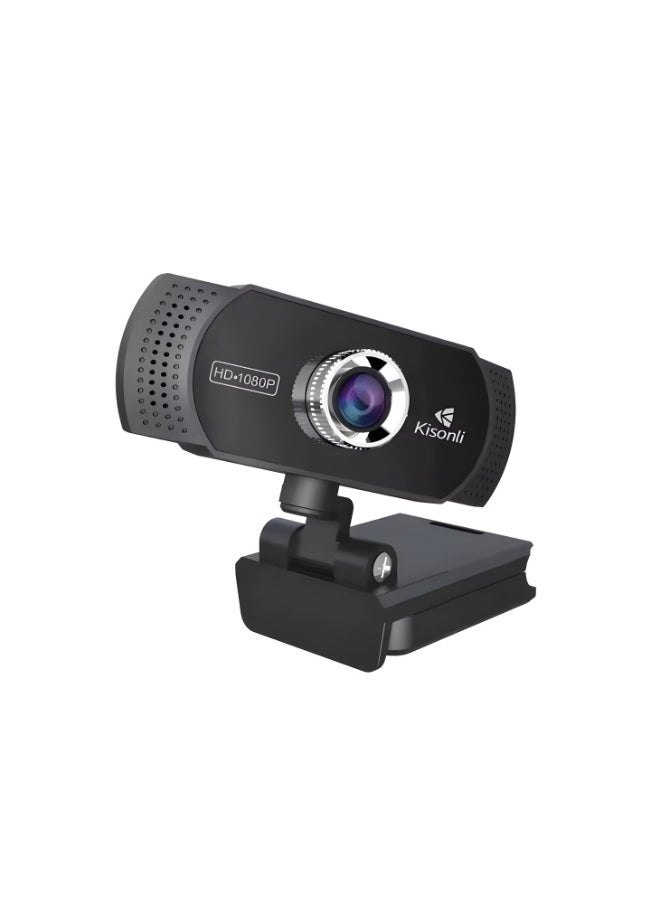 Kisonli Kisonli PC-2 1080P Webcam with Built-in Microphone and USB 90-Degree Viewing Angle - Black  - Image 4