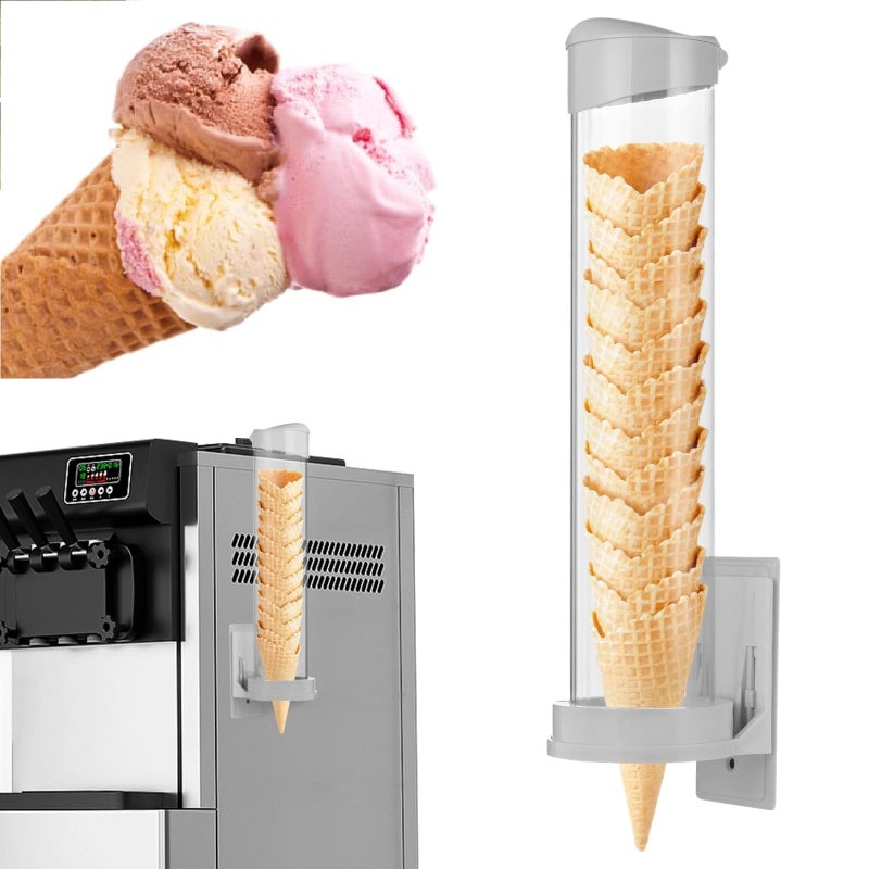 16 Resturant Ice Cream Cone Dispenser Commercial Fit for Most Cone Waffle Cone on Market Self Adhesive Wall Mount Cone Holder for Coffee Dounut Store Ice Cream Machine Easy to Clean 1PCS