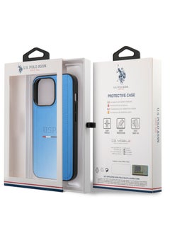 U.S.Polo iPhone 14 Pro Max PU Leather Case with Tricolor Stitches & Initials - Blue  - Image 5