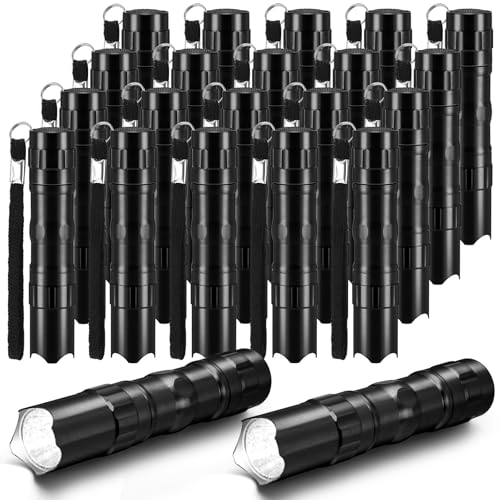 Tujoe 36 Pcs Mini Flashlights Bulk Bright Aluminum LED Handheld Torches with Lanyard Small LED Flashlights for Night Reading Emergency Hurricane Camping Hiking Halloween Party FavorsBlack - Image 1
