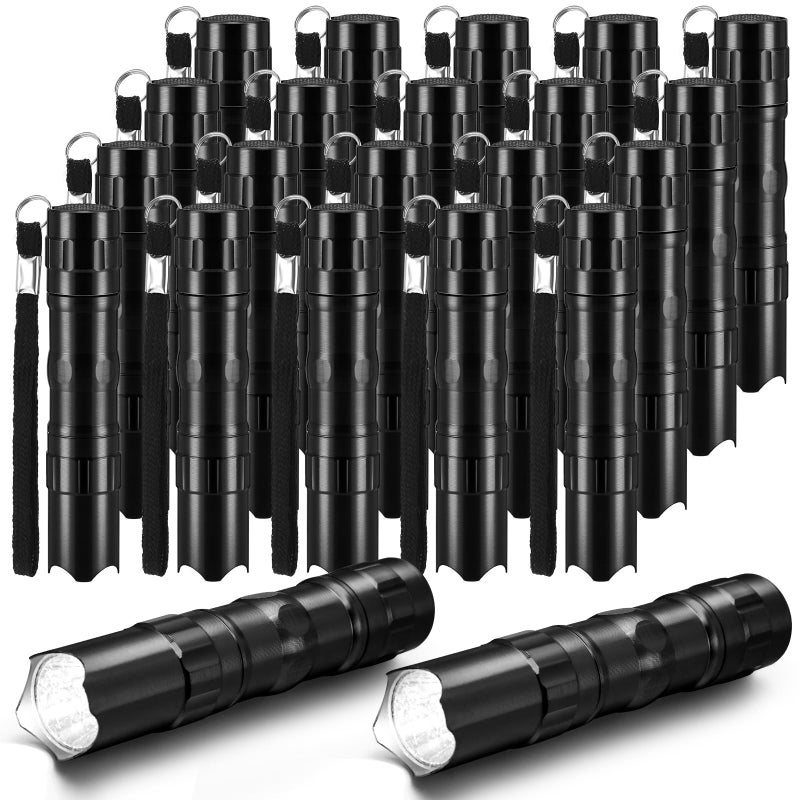 Tujoe 36 Pcs Mini Flashlights Bulk Bright Aluminum LED Handheld Torches with Lanyard Small LED Flashlights for Night Reading Emergency Hurricane Camping Hiking Halloween Party FavorsBlack - Image 2