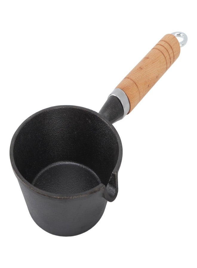 Mini Egg Frying Pan Cast Iron Solid Wood Handle Mini Pre Seasoned Skillet for Indoor Outdoor Cooking 11x5cm / 4.3x2.0in - Image 1