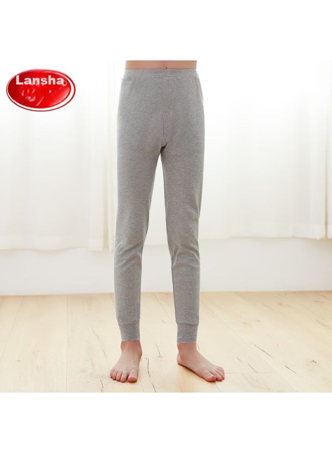 LANG SHA Langsha Children's Autumn Long Johns, Boys' Pure Cotton Single-piece Children's Underpants, Mid To Big Kids' Cotton Pants, Thin Warm Trousers, Gray, 140 (recommended Height 130-140cm)  - Image 1