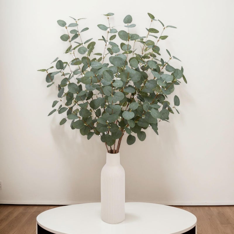 VGIA 12 Pcs 27" Eucalyptus Stems Greenery Stems Eucalyptus Leaf Spray in Green Silk Plastic Plants Floral Artificial Plants for Home Party Wedding Decoration(Dark Green) - Image 3
