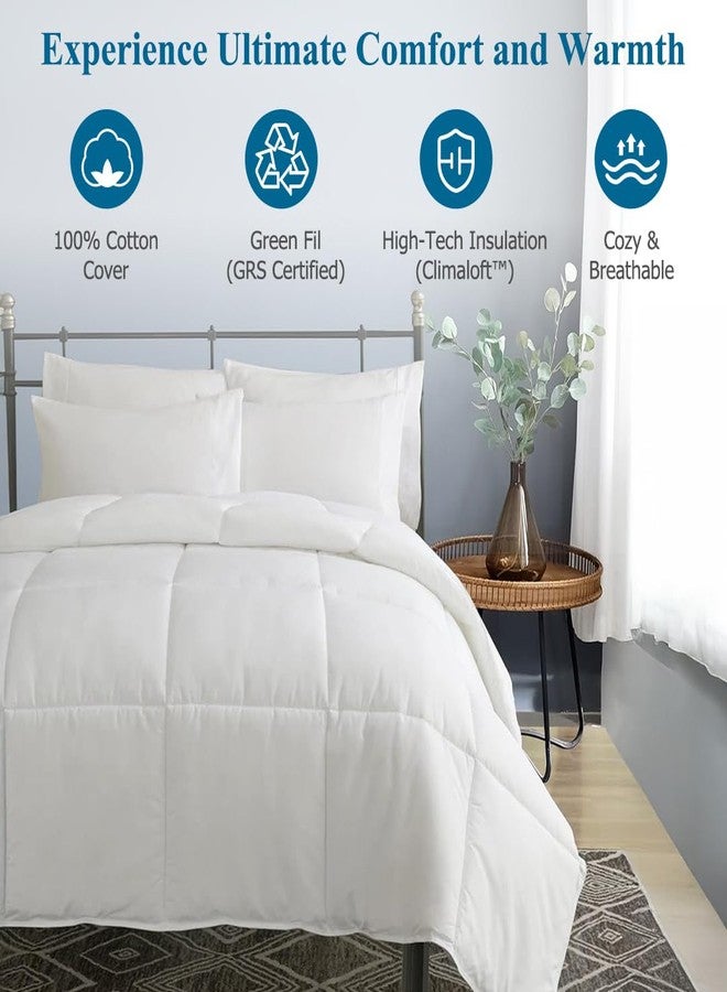 Dafinner 100% Cotton Cover Comforter Twin Size, Lightweight Down Alternative Duvet Insert with Lyocell & Climaloft™ Blend Fill, Breathable Microfiber Comforter for Hot Sleeper (68x90”, White) - Image 2