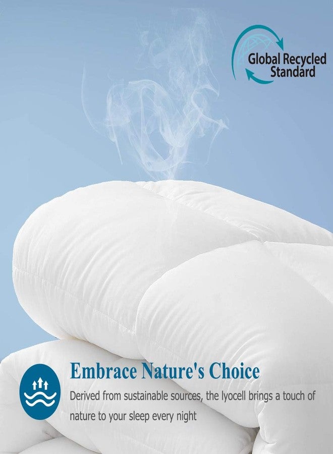 Dafinner 100% Cotton Cover Comforter Twin Size, Lightweight Down Alternative Duvet Insert with Lyocell & Climaloft™ Blend Fill, Breathable Microfiber Comforter for Hot Sleeper (68x90”, White) - Image 3