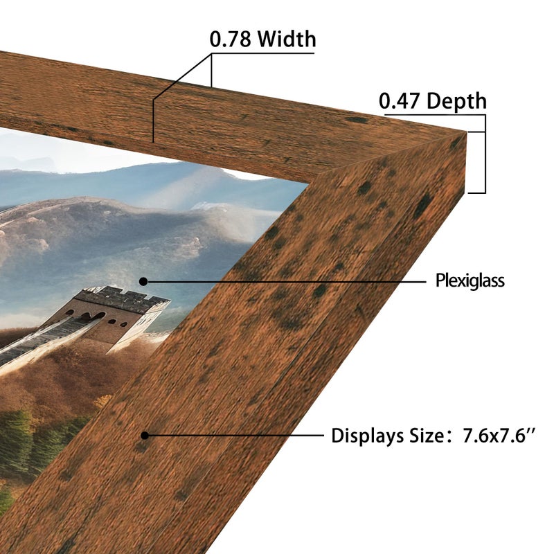 Picrit 8x8 Picture Frame  Photo Frame for Wall Mounting Display  Brown - Image 4