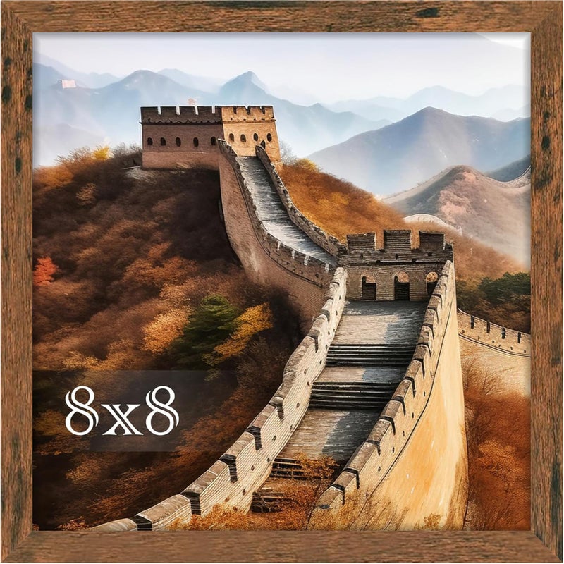 Picrit 8x8 Picture Frame  Photo Frame for Wall Mounting Display  Brown - Image 1