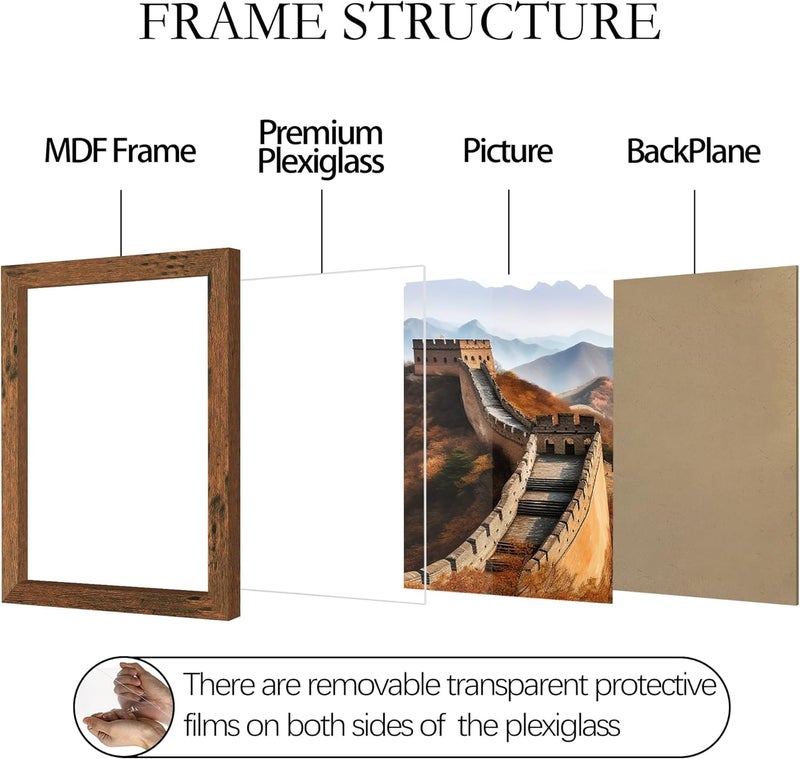 Picrit 8x8 Picture Frame  Photo Frame for Wall Mounting Display  Brown - Image 5