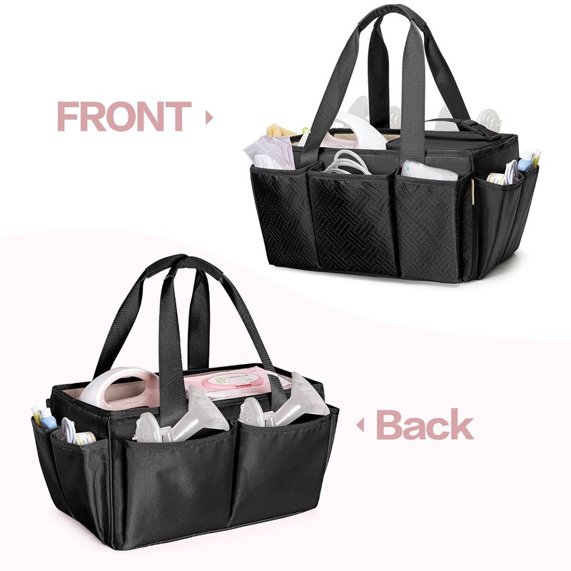 Fasrom Breast Pump Caddy Organizer Bag with Cooler Compatible with Spectra S1 and S2 Pumping Tote Bag Baby Diaper Storage Basket to Hold Pump Parts and Baby Items Black Patent Design - Image 5