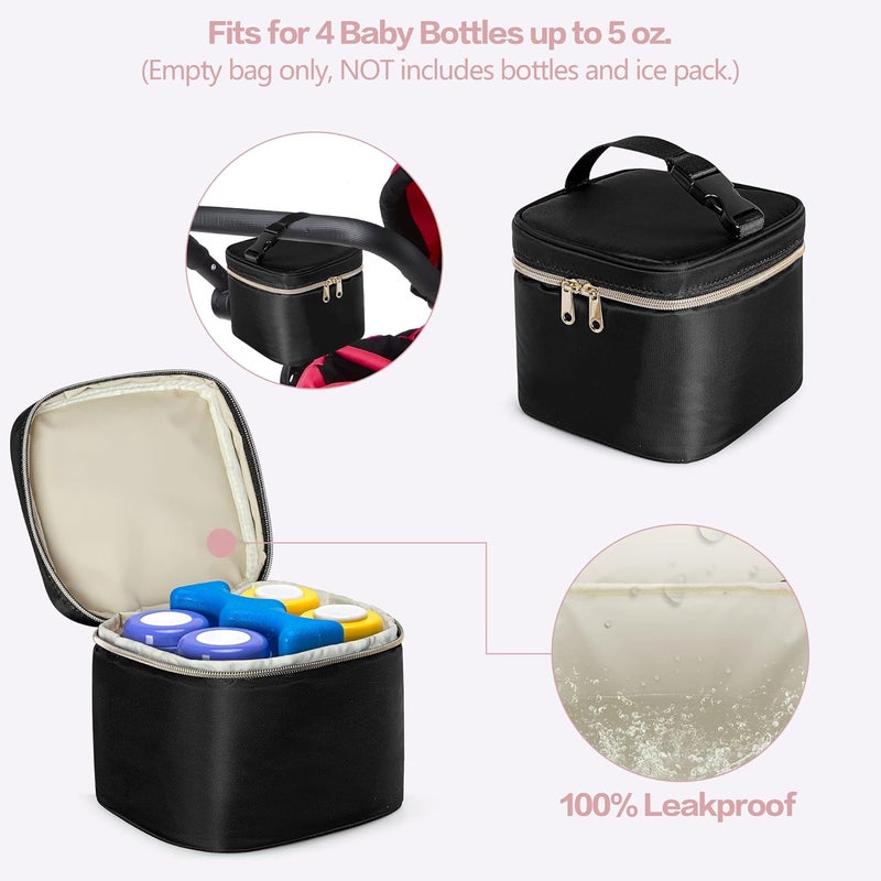 Fasrom Breast Pump Caddy Organizer Bag with Cooler Compatible with Spectra S1 and S2 Pumping Tote Bag Baby Diaper Storage Basket to Hold Pump Parts and Baby Items Black Patent Design - Image 4