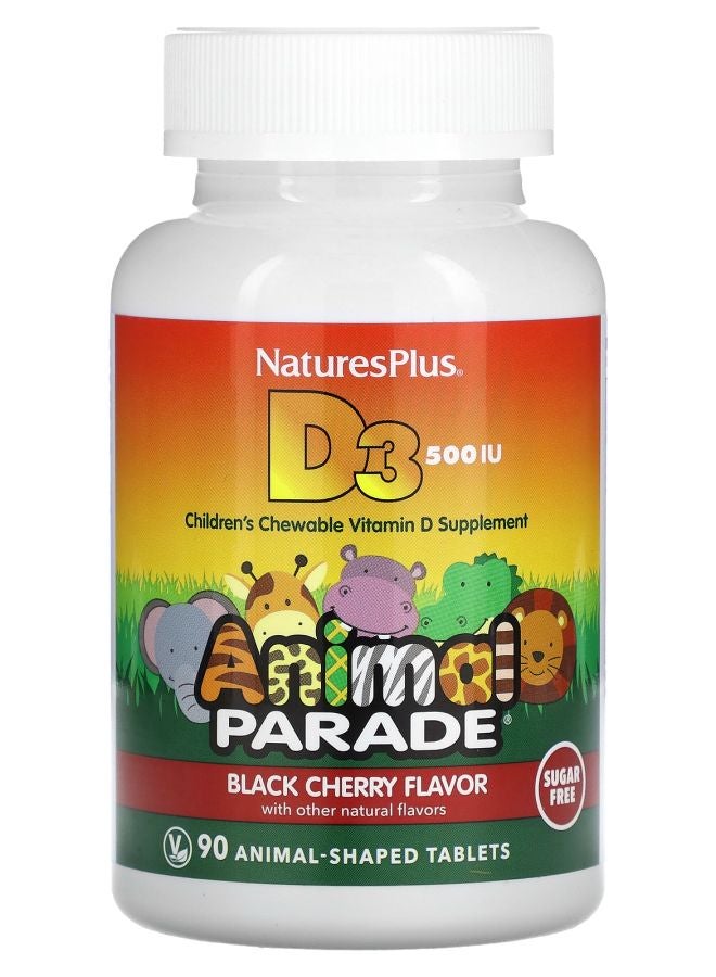 Animal Parade Vitamin D3 Sugar Free Black Cherry 500 IU 90 Animal-Shaped Tablets