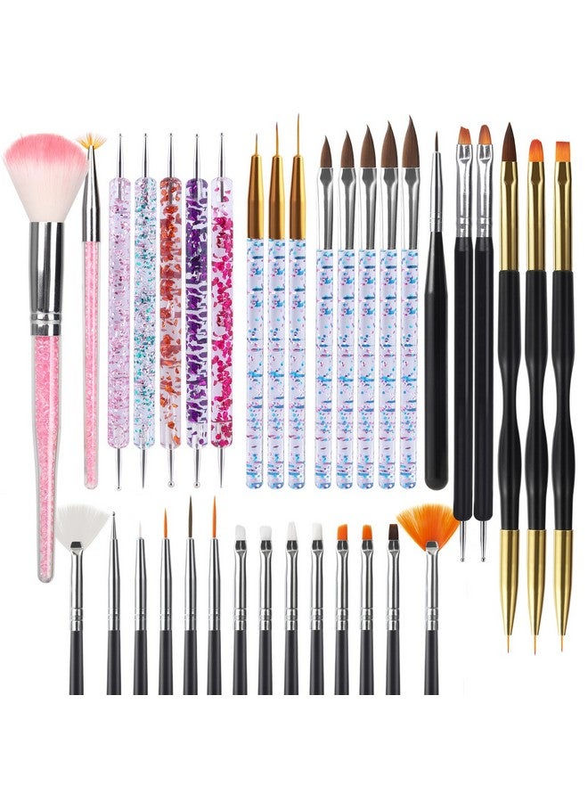 Artdone 35Pcs Nail Art Pens Brushesnail Art Tool Setnail Dotting Toolsnail Dust Brushstriping Nail Art Brushes For Long Linesnail Drawing Pen For Nail Design - Image 1
