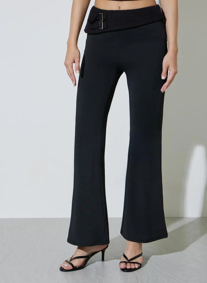 تايك تو Black High Rise Flared Pants