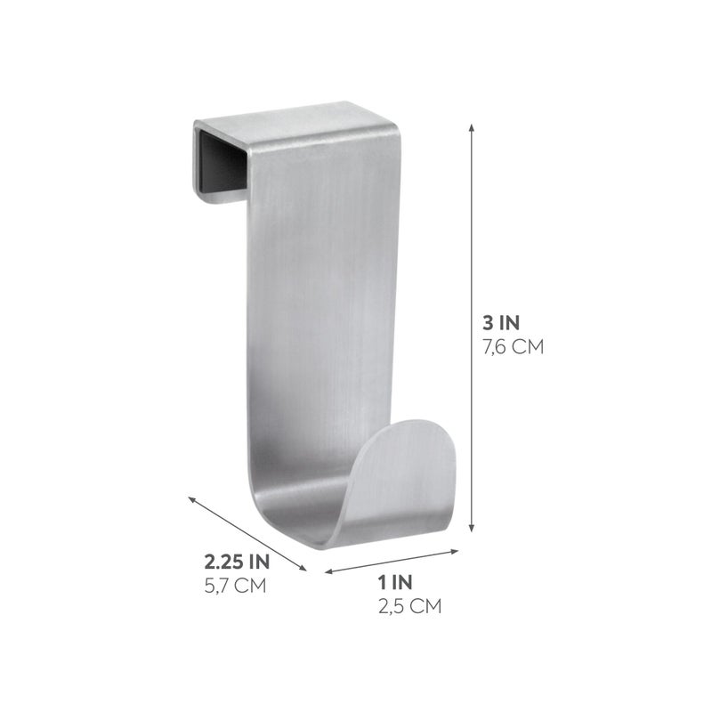 iDesign Forma Brushed Stainless Steel Over-The-Cabinet Storage Hook - 1" x 2.25" x 3" - Image 2