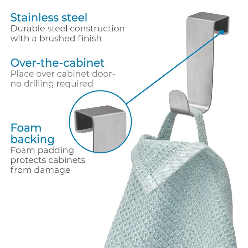 iDesign Forma Brushed Stainless Steel Over-The-Cabinet Storage Hook - 1" x 2.25" x 3" - Image 3