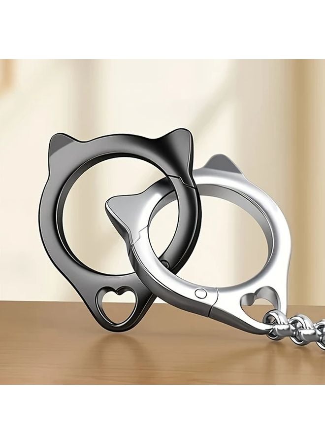 Classic Black Cat Head Ring Hanging Chain Stainless Steel Phone Case with Detachable Lanyard - Image 5