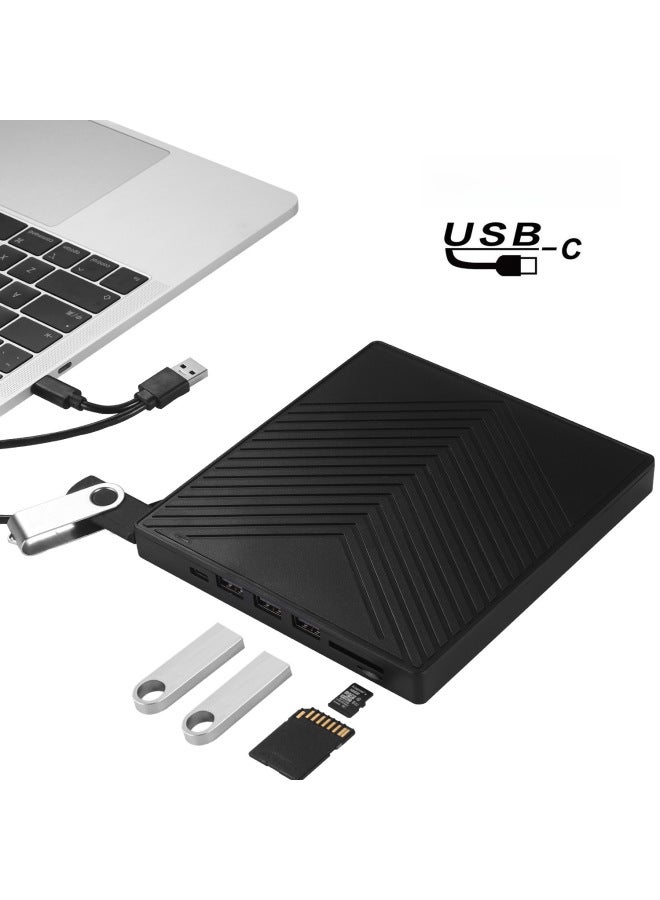 Multi-function Card Insertion Dvd Recorder Laptop External Optical Drive Computer Mobile External Optical Drive Ultra-thin-Color:Black-Specifications:Five-in-one Ultra-thin 003  - Image 1