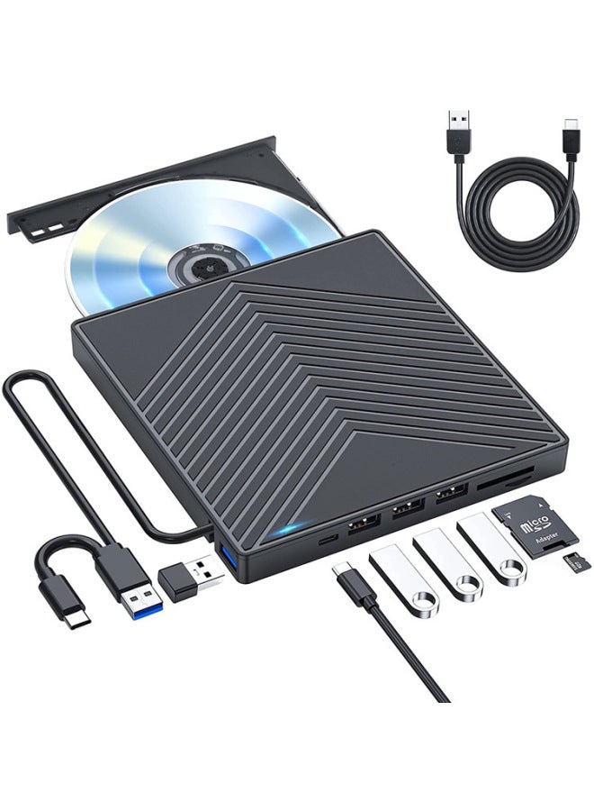 Multi-function Card Insertion Dvd Recorder Laptop External Optical Drive Computer Mobile External Optical Drive Ultra-thin-Color:Black-Specifications:Five-in-one Ultra-thin 003  - Image 2