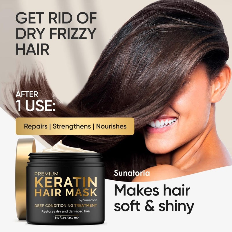 SUNATORIA Keratin Hair Mask - Deep Conditioner for Dry Damaged Hair - Hydrates, Repairs, Nourishes - Keratin Hair Treatment - Deep Conditioning Hair Mask - Keratina Mascarilla Para el Cabello - Image 2