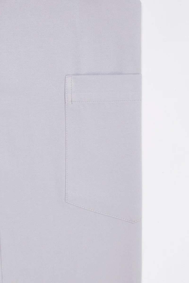 تودورس Men's Plus Size Battal Long Sleeve Cotton Single Pocket Satin Gray Shirt