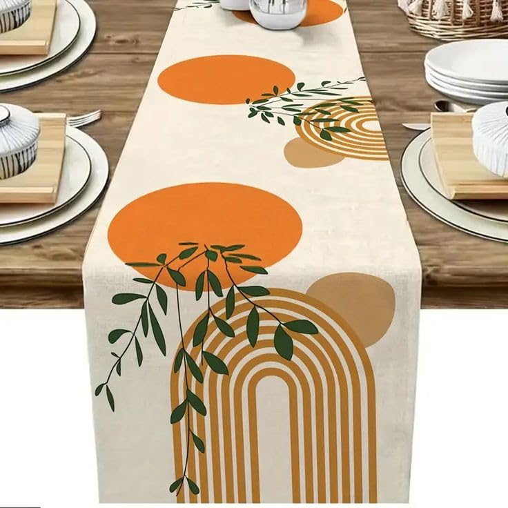 GLOY ® Luxurious 100% Natural Pure Cotton Material Handmade Heat Resistant and Washable 6 Seater Table Runner (Size-14"x72") for Dining Table Runner| Centre Table| Kitchen Linen (Green Flower Print) - Image 3