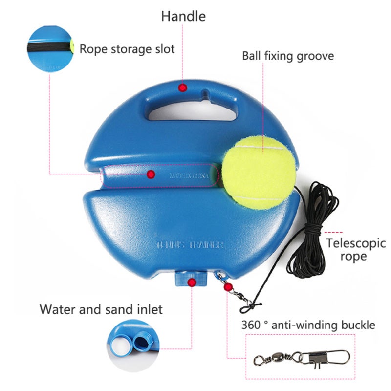 Pickleball Trainer: Blue PE+Plastic Adjustable String Length Rebound Ball - Multifunctional Portable Training Aid With Anti-Slip Base for All Skill Levels Indoor Outdoor Practice - Image 4