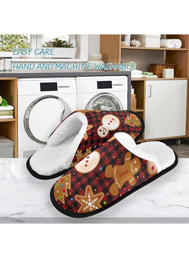 Dussdil Christmas Gingerbread Cookies House Slippers Tree Snowman Home Spa Slippers Memory Foam Closed Toe Slipper Non Slip for Hotel Bedroom Travel Shoes Women Men M - Image 5