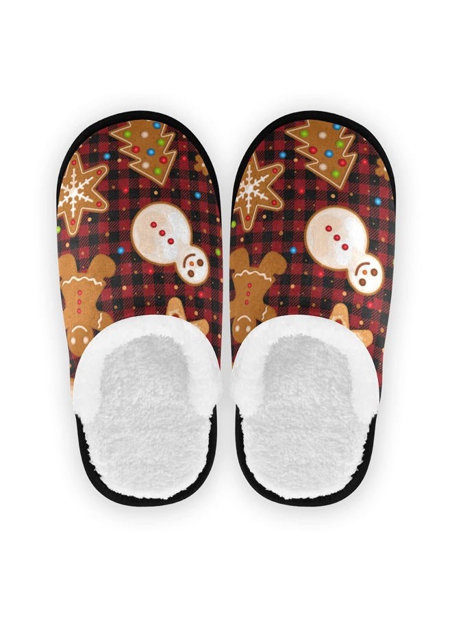 Dussdil Christmas Gingerbread Cookies House Slippers Tree Snowman Home Spa Slippers Memory Foam Closed Toe Slipper Non Slip for Hotel Bedroom Travel Shoes Women Men M - Image 1